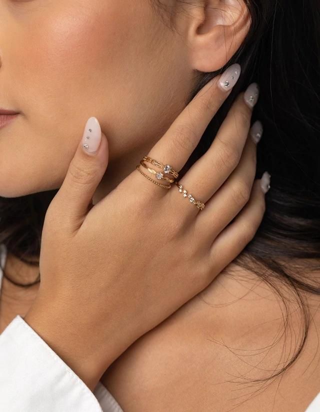 Factory Supplier 18K Gold Plated Vintage Ring Pack with Freshwater Pearls for Women and Girls