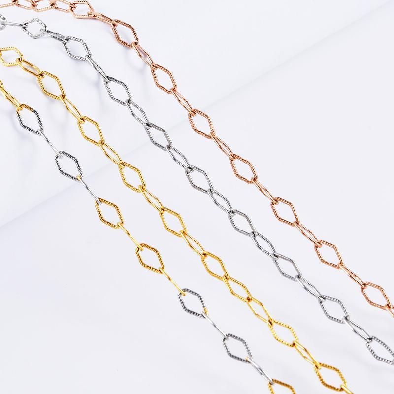 Trendy Empty Rhombic-Shaped Curb Chain Link Necklace Customized Width Jewelry Making for Men Women