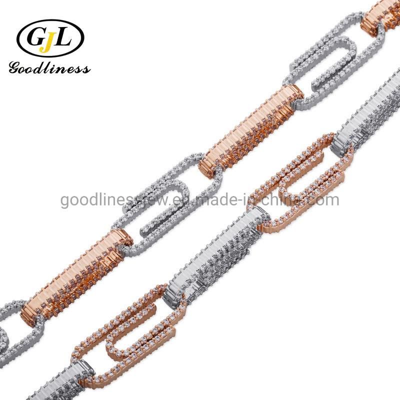 Hiphop Jewelry Gold Plated White Zircon Stone Chain Bracelets Jewelry