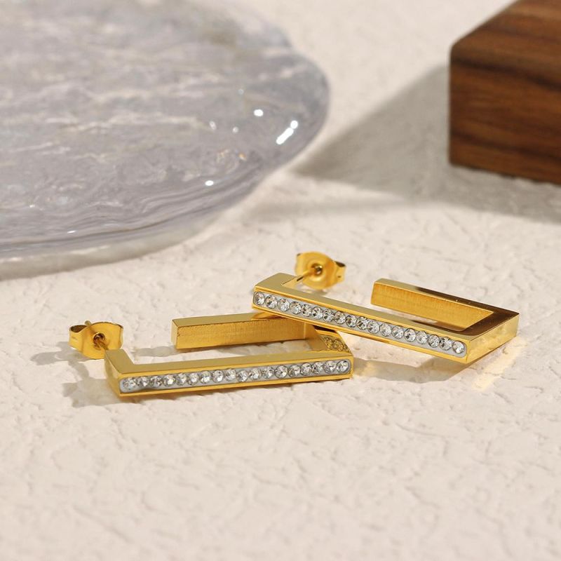 Manufacturer Custom Fashion Earring High Quality Non Fade Jewelry New Arrivals Diamond Zircon Earring Designer 18K Gold Plated Ear Ring
