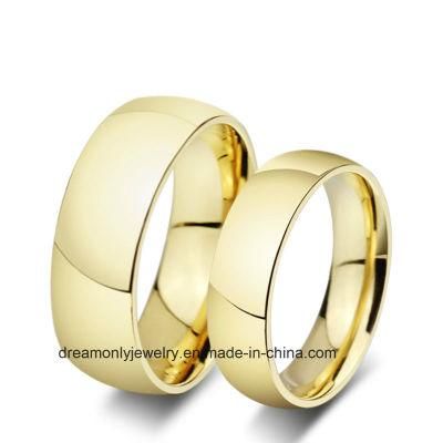 High Polished Gold Wedding Ring in Stainless Steel Jewelry for Men and Women