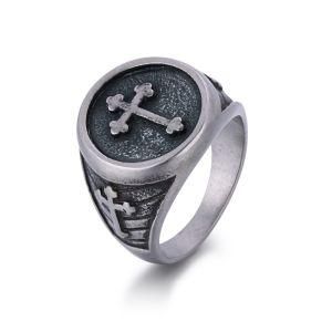 Religious Christian Jewelry Stainless Steel Budded Cross Signet Ring