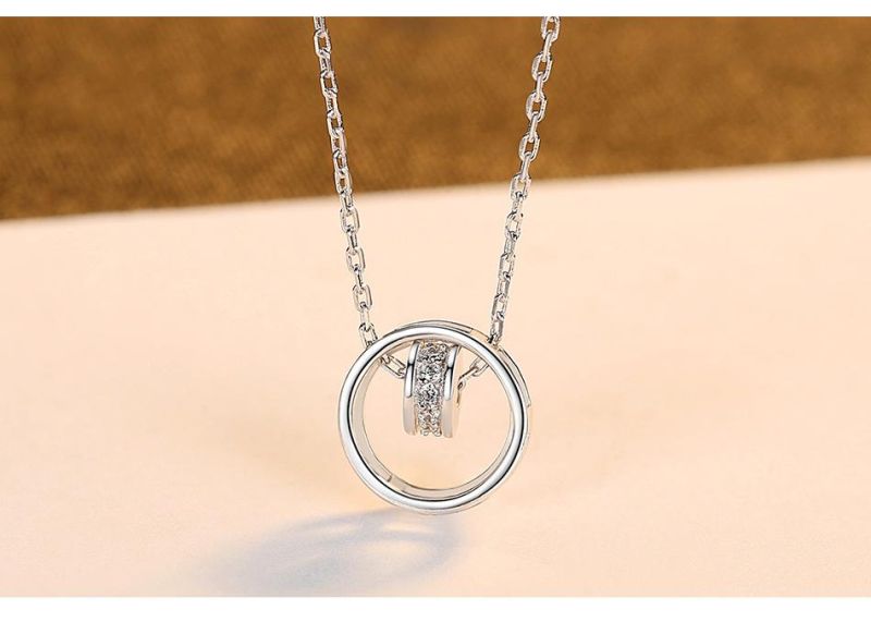 Charms Cubic Zircon Round in Ring Shape Pendant Necklace