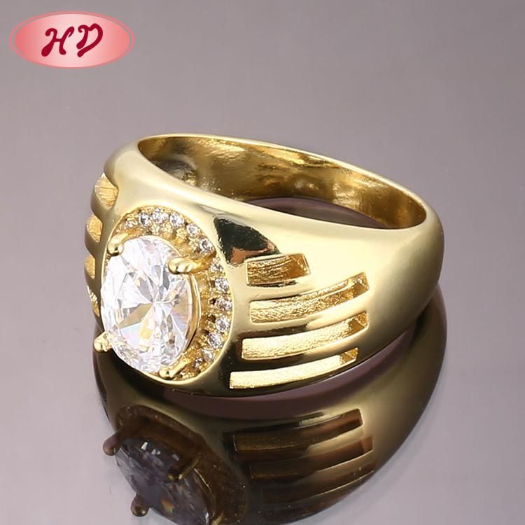 Fashion 18K Gold Plated Silver Stainless Steel Wedding Engagement Man Finger Rings Jewelry Design