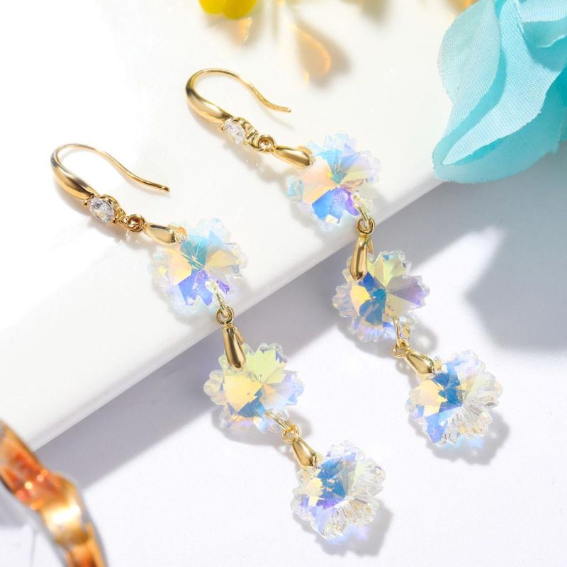Fashion Girls Zircon Long Austrian Crystal Jewellery Tassel Earrings