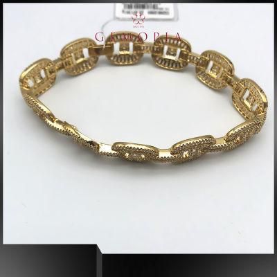 Hiphop Customize Hot Sale Hiphop Jewelry Full Cuban Link Gold Chain Bracelet for Men