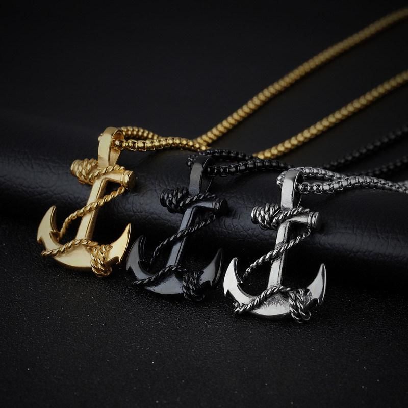 Stainless Steel Anchor Pendant Necklace with Stainless Steel Chain for Mens