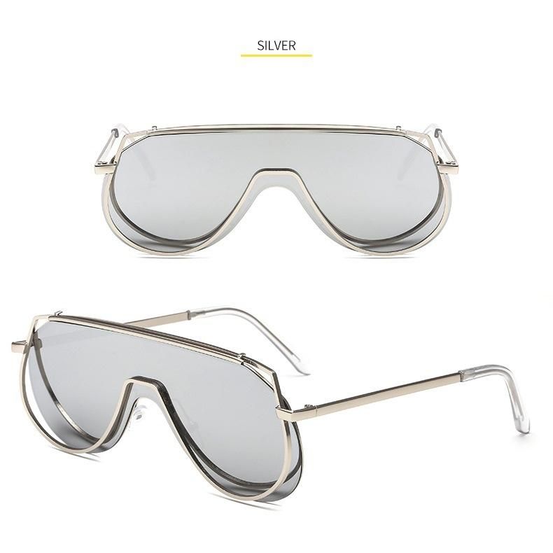2020 New Large Frame One-Piece Metal Sunglasses