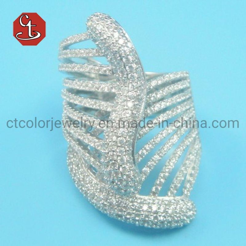 Luxury Women Ring AAA Cubic Zirconia Shiny Crystal Multi-Layered Design Fashion Jewelry for Wedding Party Dating Gift