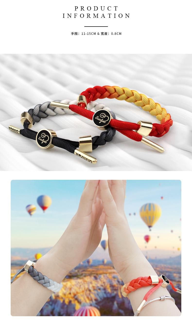 Hot on Amazon Custom Logo Zinc Alloy Braided Rope Bracelets