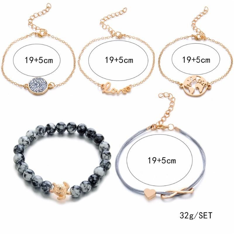 Fashion Jewelry Gifts Turtle Rope Chain Charm Bracelets Sets