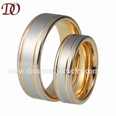 Love Forever Two Tone Gold Tungsten Ring Tungsten Wedding Ring for Men and Women