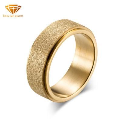 Fashion Jewelry Titanium Steel Frosted Spinner Ring IP Gold Ring for Men Factory Wholesale SSR2144G
