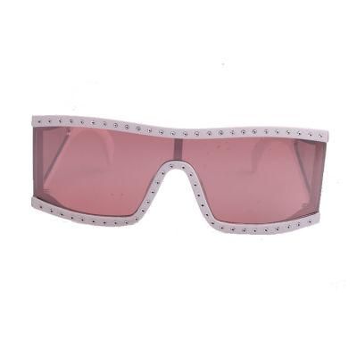Fake Diamonds White Frame Strong Temple Retro PC Sunglass