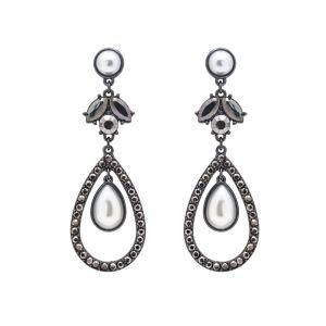 Fashion Accessories Imitation Jewelry Hematite Crystal Pearl Earrings