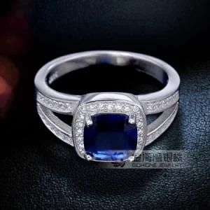 Jewelry Blue Sapphire Woman&prime;s Finger Ring Silver
