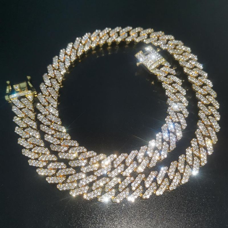 2021 Simple Jewelry 12mm Stripes Cuba Chain Alloy Bracelet&Necklace Set