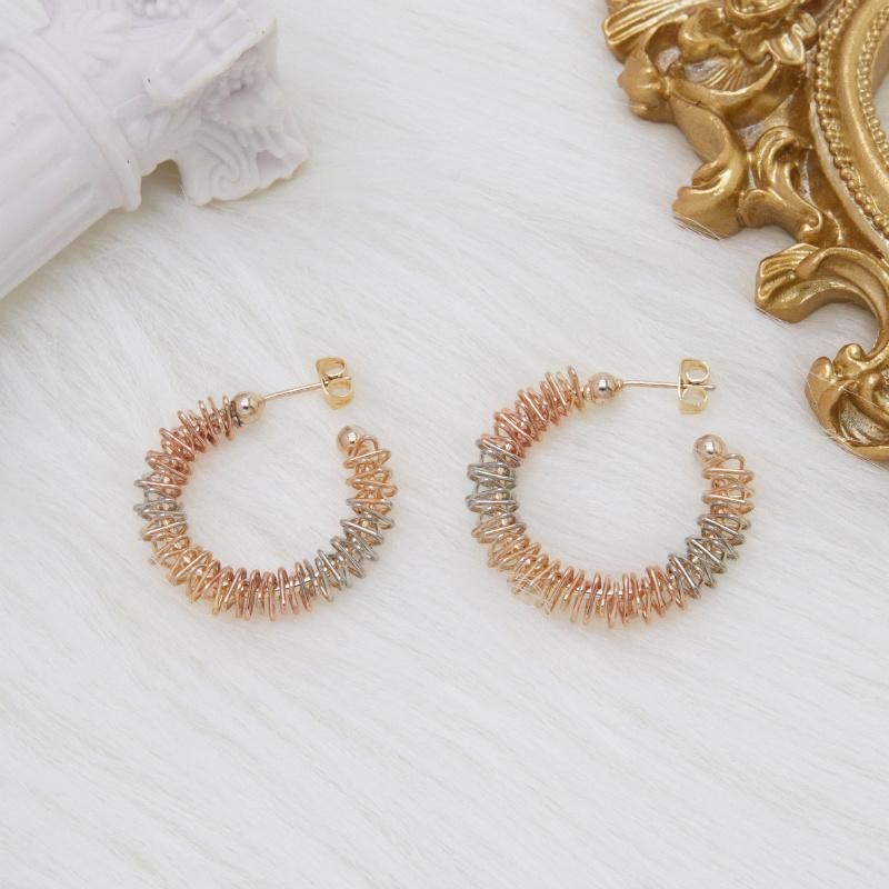 Three-Color Gold-Plated Women′ S Circle Pendant Jewelry Fashion Earrings