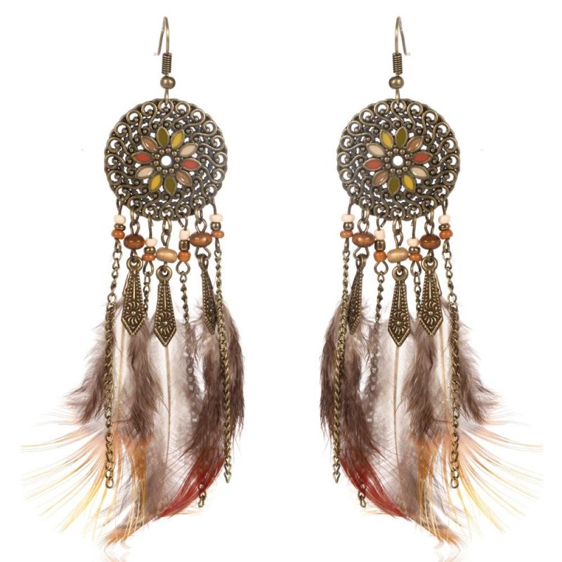 Fashionable Long Feathered Tassel Earrings