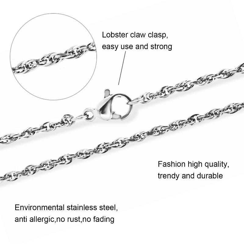 Fine Jewelry Stainless Steel Triplicate Square Wire Cable Chain Jewelry Design Necklace for Men and Women Fashion Accessories