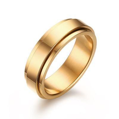 Rotatable Men IP 18K Gold Plating Polishing Men Ring