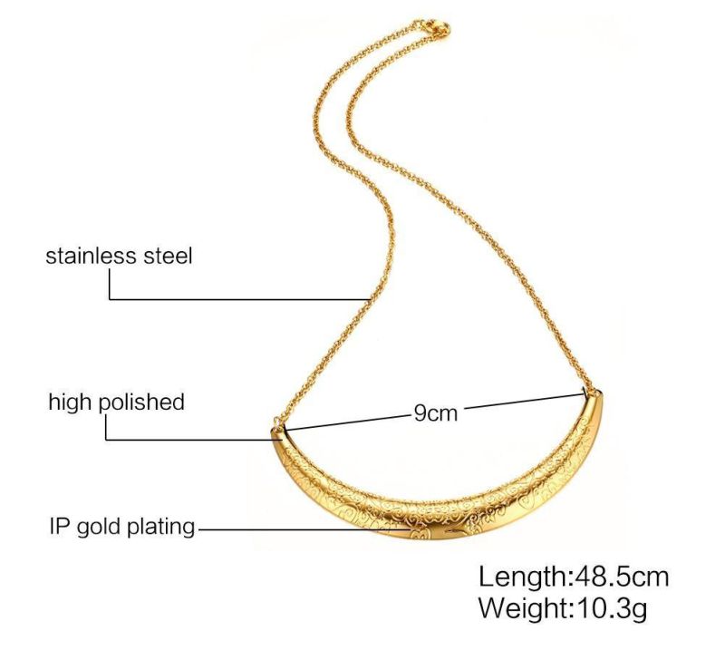 18K IP Gold Plating Curve Pendant Necklace for Lady