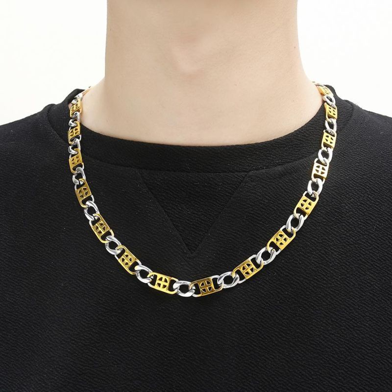 8mm Fashionable Temperament Female Male Silver Gold Stainless Steel Handcrafted Necklace Fashion Party