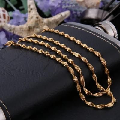 Stainless Steel Jewelry Design Twisted Push Chain Necklace for Lady