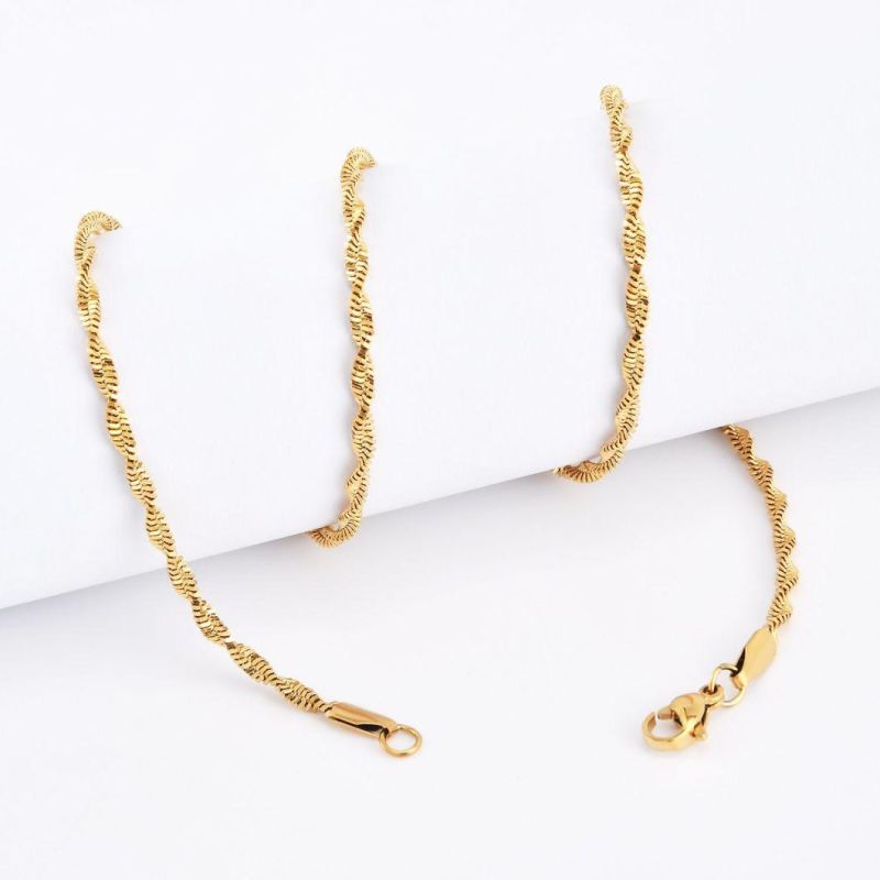 Fashion Jewelry Accessory Necklace Jewelry Stainless Steel Twsited Chain Bracelet Anklet Lady Jewelry Design
