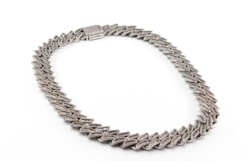 Mens Iced out Tennis Cuban Chain Moissanite Cuban Link