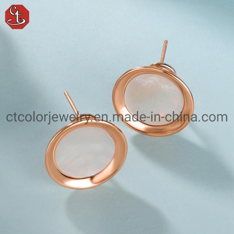 Fashion Simple Design 925 Sterling Silver Mother of Pearl Earrings