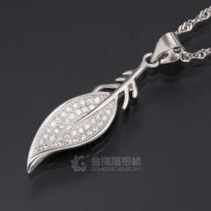 Luxury Solid 925 Sterling Silver Leaf Necklace Pendant