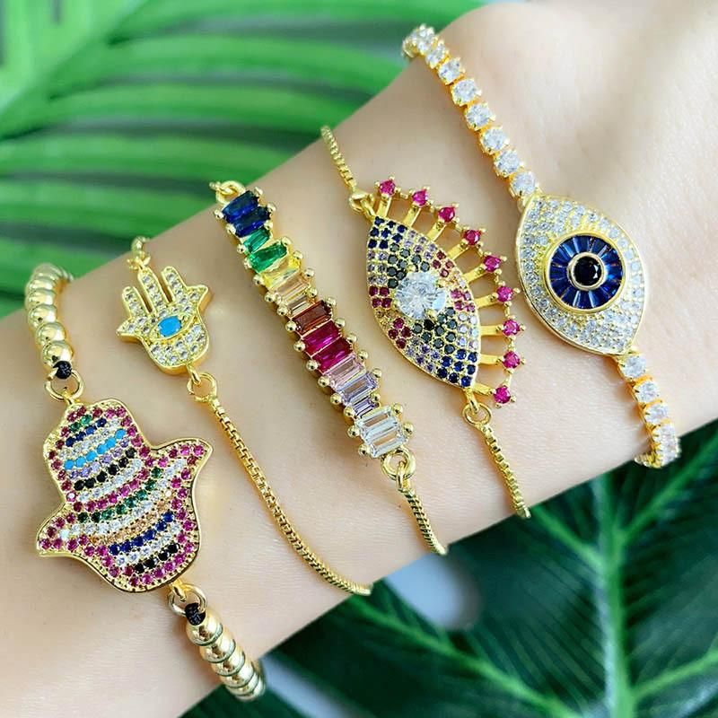 High Quality Evil Eye Bangle Adjustable Wire Evil Eye Zircon Bracelet