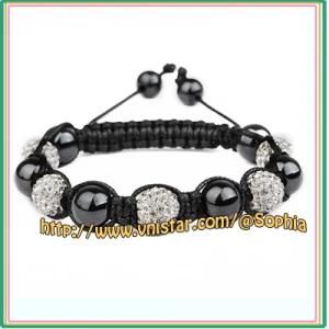 Crystal Stone Bead and Agate Bead Macrame Bracelet