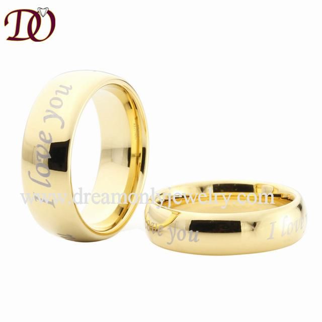 Best Seller Love Forever Ring Shiny Dome Band Tungsten Gold-Color Ring
