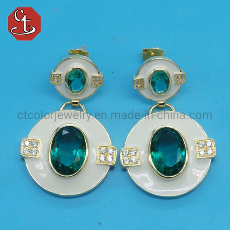 Created Black Onyx Silver Earring Gem Stone Jewelry with Enamel Elegant Sterling 925 Silver Jewelry