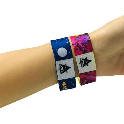 Reusable Stretch Woven Labeled Sublimated Elastic Wristband for Events