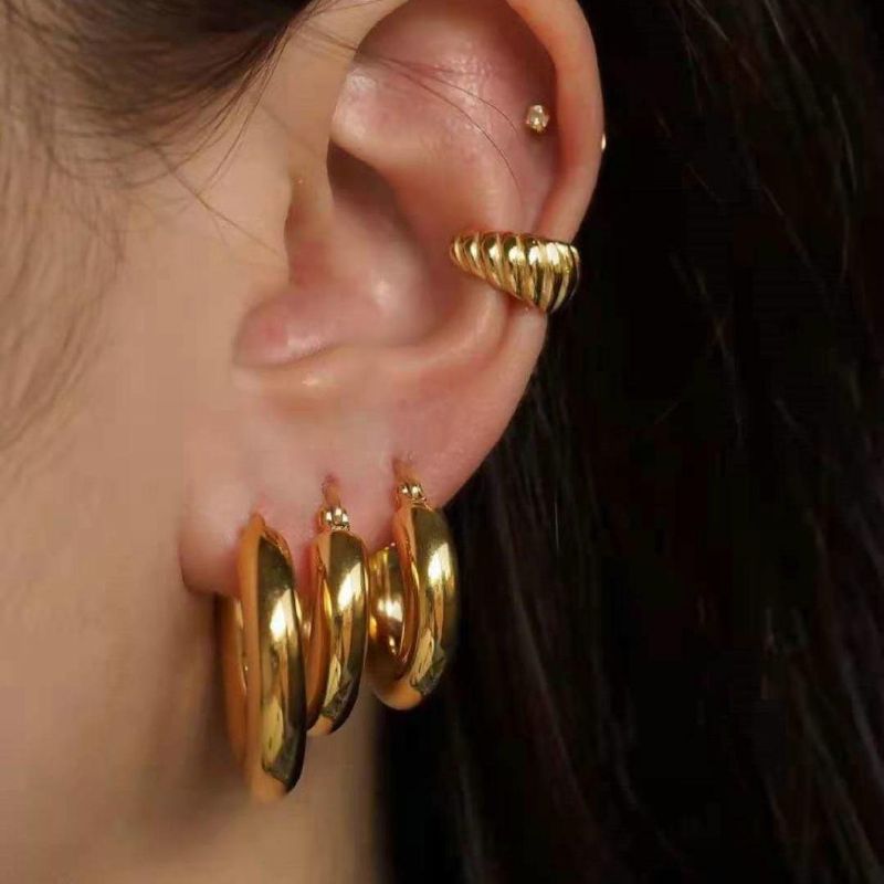 New Design Stainless Steel Earrings Minimalist Style/22mm Diameter