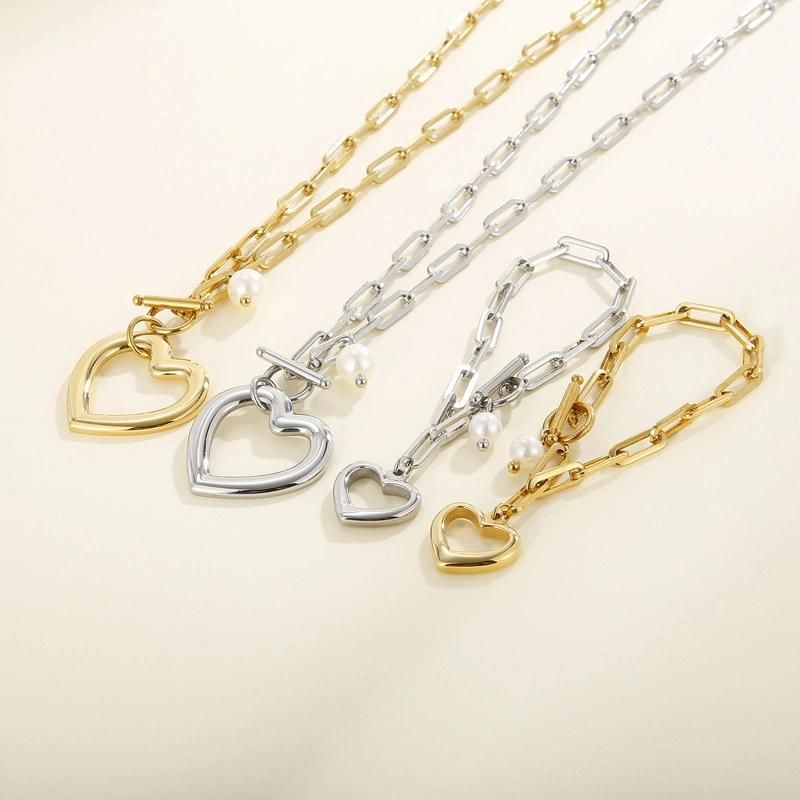 Manufacturer′s Customized High Quality Waterproof Carved Heart Jewelry Set 2022 18K Gold Plated Stainless Steel Jewelry