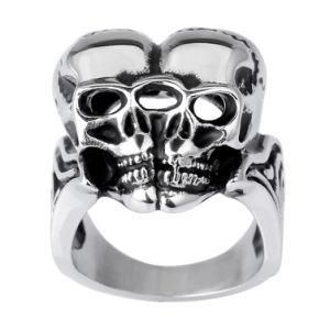Cheap Unique Double Skull Engagement Finger Promiss Rings Wholesale