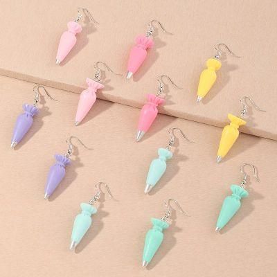 6pair/Set Wholesale Fashion Pastry Bag &Nozzle Jewelry Making Earings Designer Earrings for Cute Girls Silver Alloy Colourful