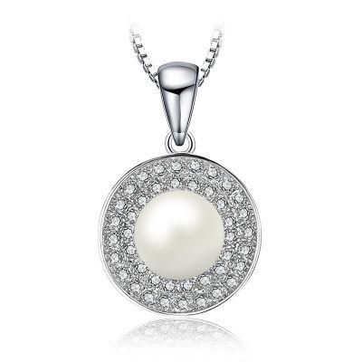 Freshwater Cultured White Pearl Halo Pendant Luxury Jewelry 925 Sterling Silver Jewelry