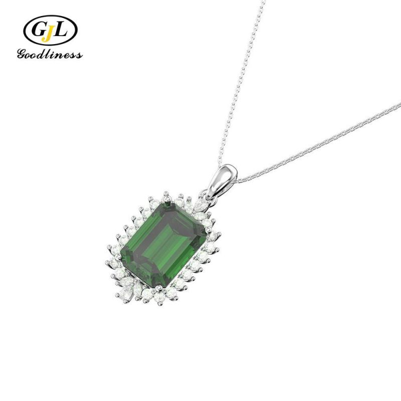 Gemstone Luxury Natural Gem Jewelry Emerald Pendant Necklace