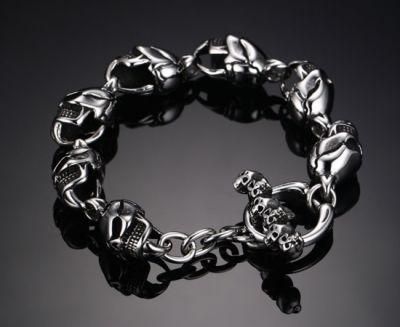 Top Quality Wholesale 21 Cm Stainless Steel Skull Bracelet, Men&prime; S Punk Bracelet