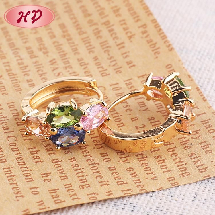 HD 18K Gold Plated Synthetic CZ Hoops Earrings for Women