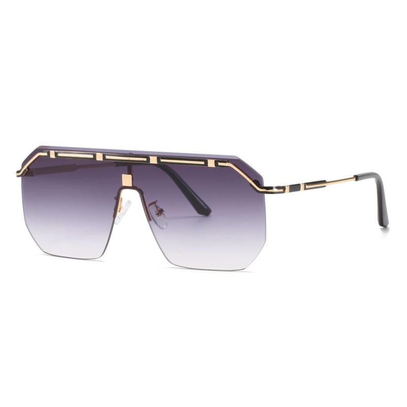 2020 No MOQ Fashion One Piece Oversize Metal Sunglasses