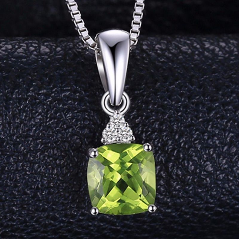 Gemstone Peridot Pendant Necklace 925 Sterling Silver Fashion Jewelry for Women Wholesale