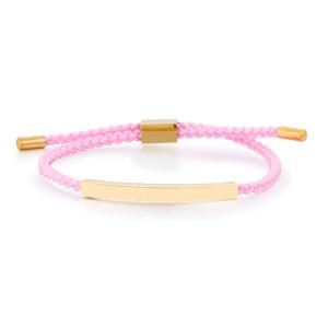 Multicolor Custom Woven Stainless Steel Bar Engraving Adjustable Braided Rope Bracelet