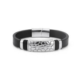 Popular Stainless Steel Accessory Leather Wristband Mens Leather Wrap Bracelet
