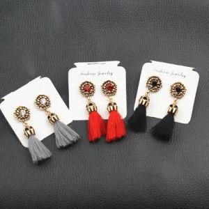 Exquisite Handmade Red Black Gray Tassel Earring for Women